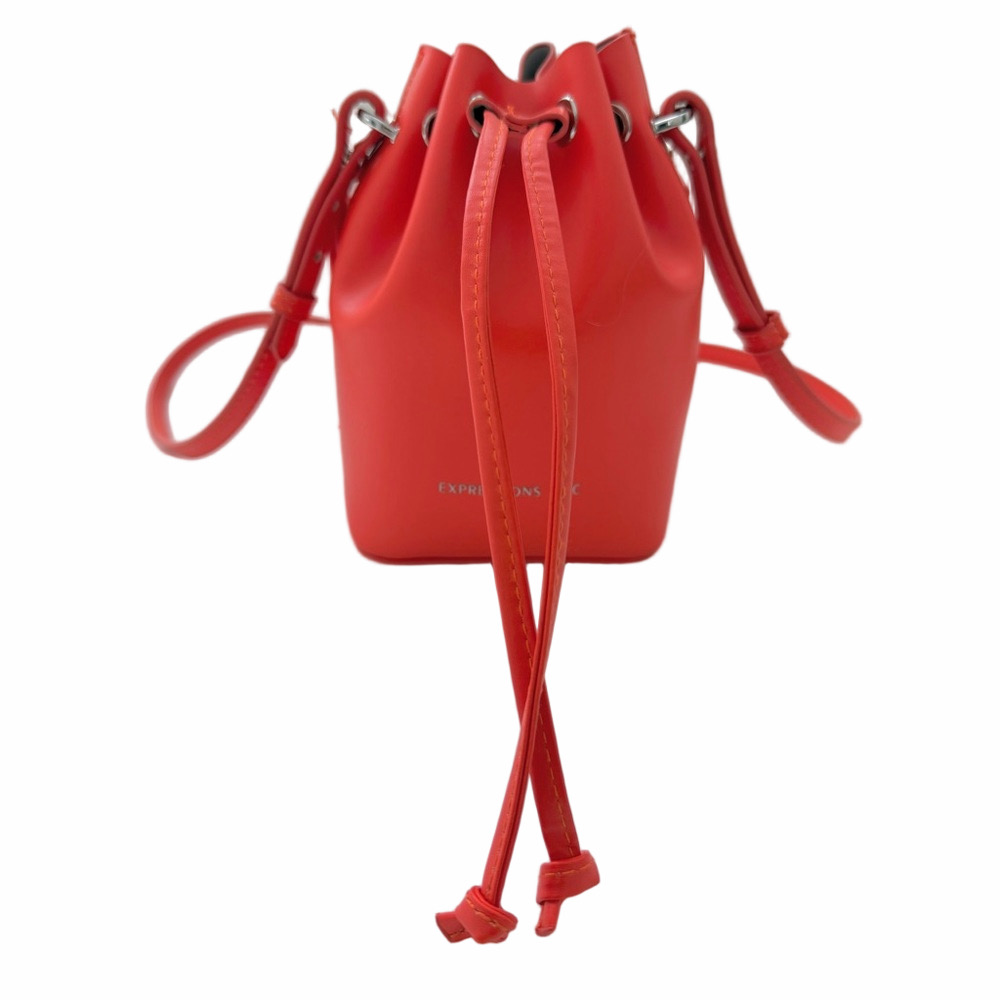 Expressions NYC Drawstring Mini Broadway Bucket Bag Orange Crossbody EUC
